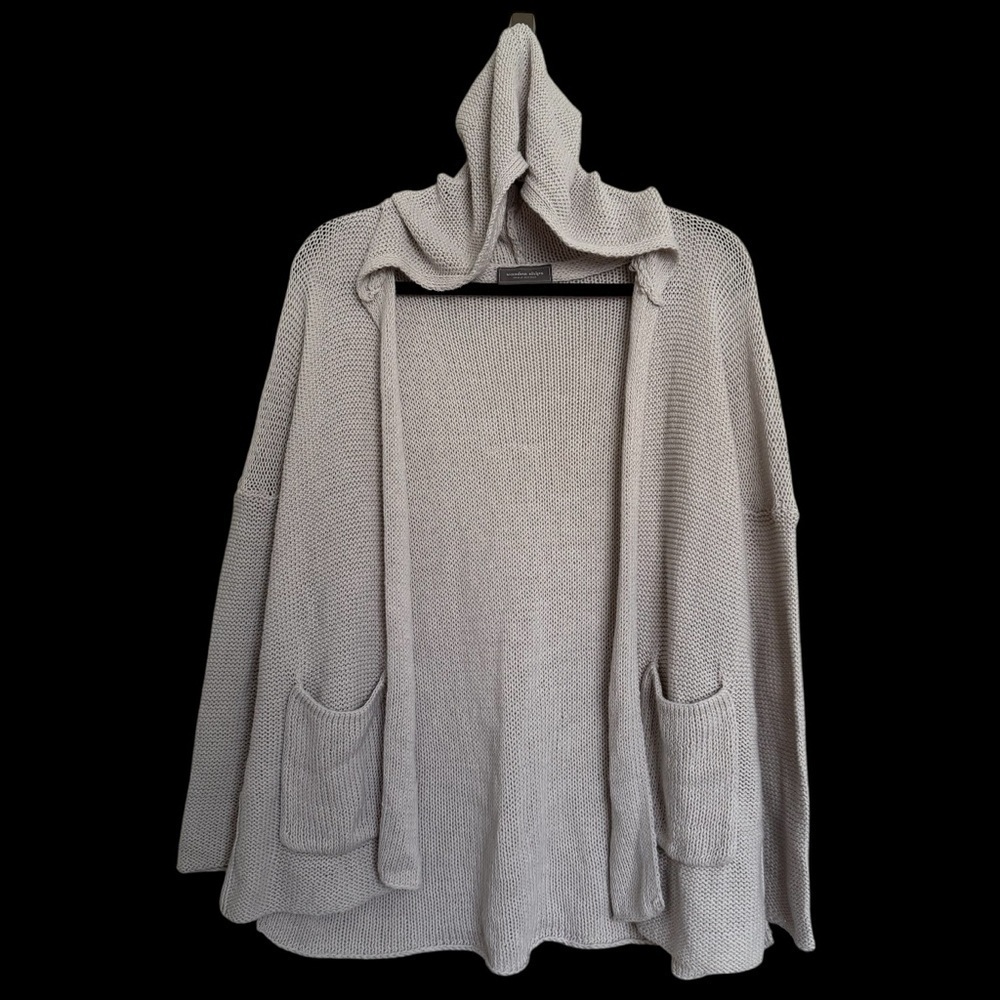 Wooden Ships Grey Knit Hooded Cardigan Sweater Size S/M Breathable Beach Coastal